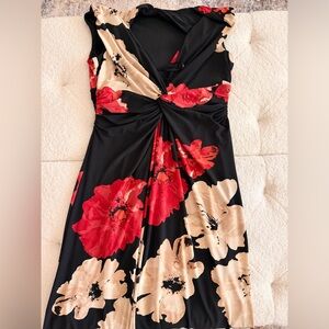 Jones Studio Red and Cream Floral Dress